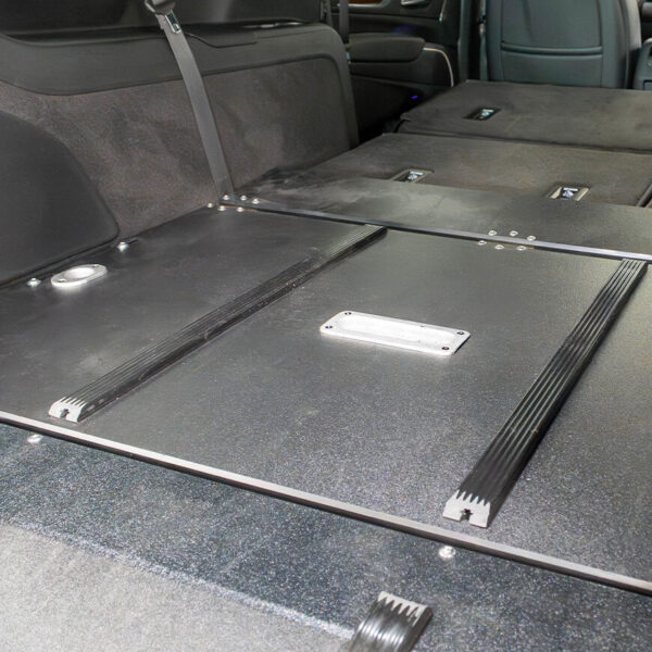 A close up on the SR75 mini deck's glide strips and cot cups