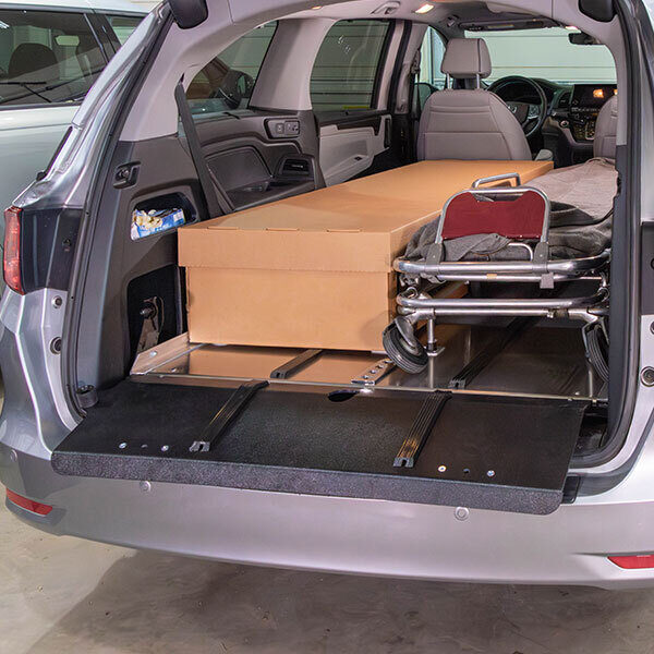 Casket secured on SS150XL single deck