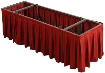 D400 red drape on casket truck with drape stand