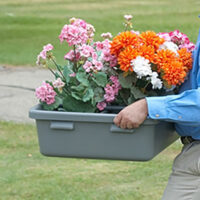 Man transporting flowers in FT2234 flower tray