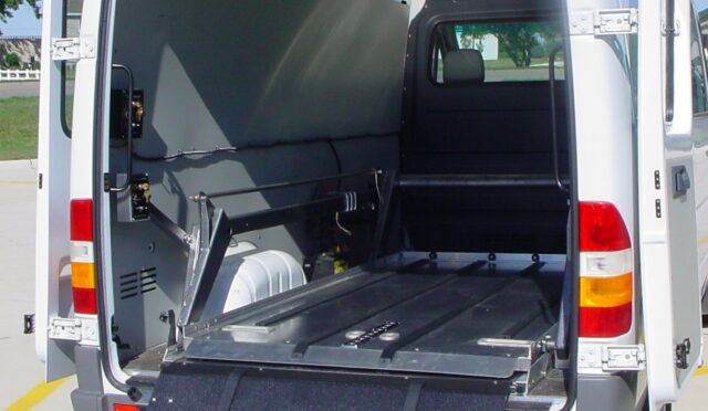 DD2000-XCL installed in a full-sized van with the top deck lowered